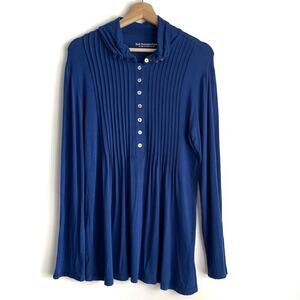 Soft Surroundings Royal blue super soft long sleeve top button front size small